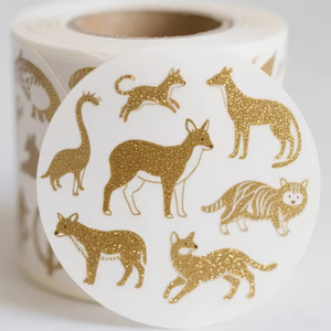 Custom Waterproof Printed UV Transfer Luxury Labels Custom Gold Foil Metal <b>Logo</b> <b>Stickers</b> - Product Image 5