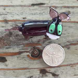 Figura de Ratón de Cristal con Ojos Morados y Verdes, Diseño Contemporáneo, Adorno de Escritorio de una Sola Pieza - Product Image 3