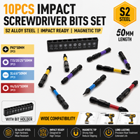 Jeu de 10 embouts de tournevis à chocs en acier allié S2, embouts magnétiques pour perceuse à percussion, outils électriques