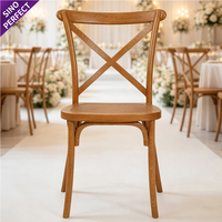 Chaise empilable en résine à dossier croisé pour événements, mariages, banquets et réceptions, couleur bois