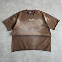 Ensemble vintage délavé à l'acide pour homme : T-shirt et short en coton épais, effet soleil délavé, coupe ample, style streetwear, ensemble 2 pièces surdimensionné, logo personnalisé