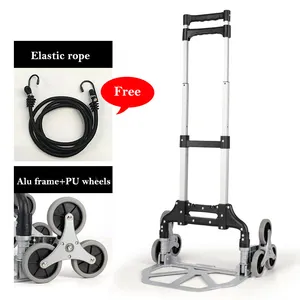80 Kg Capacity Aluminum 6 Wheel Hand Cart For Climbing Stairs Foldable Hand Trolley