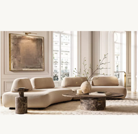 Italienischer Stil Leichter Luxus Casual Mikrofaser-Stoff Modernes Sofa-Set Unregelmäßiges Designer-Creme-Gebogenes Wohnzimmer-Villa-Sofa Klein
