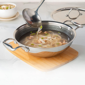 Triply Stainless Steel Frying <b>Pan</b> Saute <b>Pan</b> Non-Stick Coating Gas <b>Induction</b> Cooking 3 Layers Stainless Steel Wok <b>Pan</b> - Product Image 5