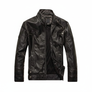 Veste en cuir Manteau Hommes Motard Poche en cuir PU Costume Col Veste - Product Image 1