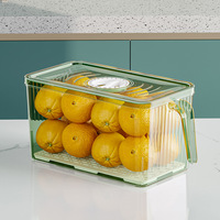 Vente en gros conteneurs de stockage en plastique transparent bacs empilables organisateur de cuisine réfrigérateur congélateur boîte de rangement avec poignée