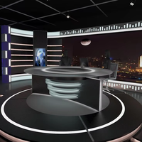 Meuble de bureau de télévision moderne avec éclairage LED, bureau de podcast, bureau de studio radio, table de studio
