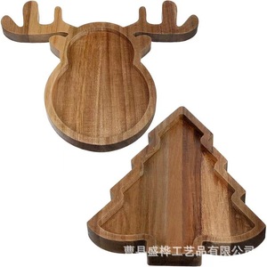 Christmas Wooden <b>Tray</b> Reindeer Tree Shape Fruit Snack Plate For Kids Party Serving - Product Image 4