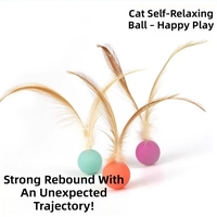 Jouet interactif pour chat en caoutchouc avec plume et balle, avec cordon élastique, pour l'exercice des chatons en intérieur, vente en gros