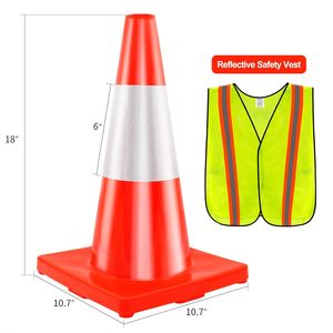 CITICITY Paquete de 6 Conos de Tráfico de 18 Pulgadas, Conos de Estacionamiento con Peso, Conos de Seguridad Naranja con Collares Reflectantes para Control de Tráfico y Control de Multitudes - Product Image 2