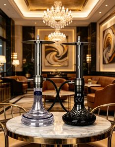 Chicha en métal à longue tige, base en verre, débit réglable, accessoire pour fumer le tabac - Product Image 2
