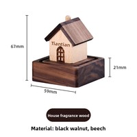 Diffuseur d'arômes en bois Art Déco en forme de maison, noyer et hêtre - Cadeau d'anniversaire pour huiles essentielles naturelles