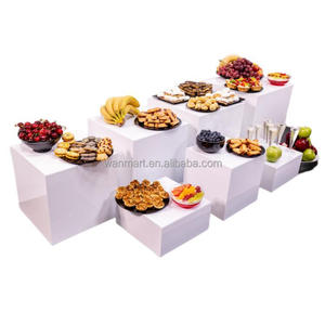 Premium Acrylic Risers for Food Display White Acrylic Buffet Display Stand Customized 5 Sided Box