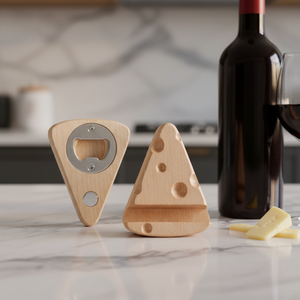 Imán de nevera de madera personalizado con forma de queso para regalos de San Valentín - Product Image 3