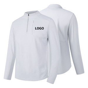Jersey de lana con cremallera 1/4 informal de gran tamaño para hombre, manga larga, cuello con cremallera 1/4, logotipo personalizado, tela tejida de longitud corta impresa - Product Image 4