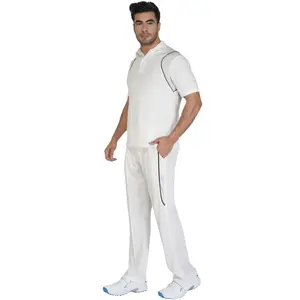 Uniformes de cricket OEM, maillot blanc de haute qualité personnalisé avec logo de marque et nom de l'équipe, ODM AMK Group Hommes - Product Image 1