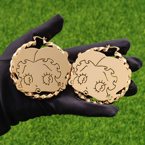 귀여운 만화 귀걸이 여성 소녀용 18K 금 도금 스테인리스 헬로키티 후프 귀걸이 변색 방지 패션 주얼리 - Product Image 5