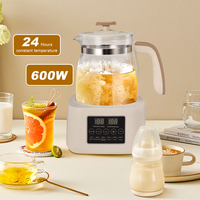 Bouilloire Électrique Multifonctionnelle Automatique en Verre en Forme de V, 1,3 L, 600 W, avec Commande Tactile