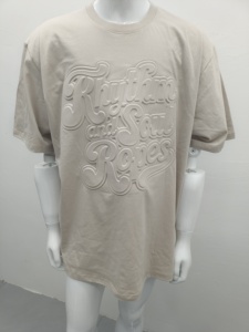 T-shirt Homme en Coton Bio avec Logo en Relief OEM, Impression Puff, Coupe Oversize, Motif Graphique Personnalisé, T-shirts Homme Oversize en Relief 3D - Product Image 4