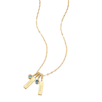 Collier personnalisable Jietao en acier inoxydable plaqué or 18 carats avec pendentif barre verticale gravable et pierre de naissance, bijoux vierges pour femme