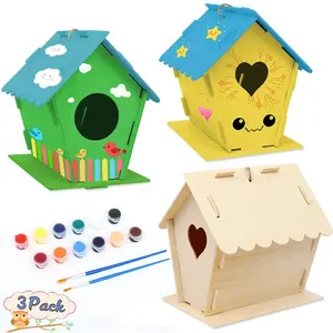 DIY Großhandel Vogelhaus Kit dekorieren Kunst handwerk Holz Kinder Spielzeug Vogel häuschen aus Holz