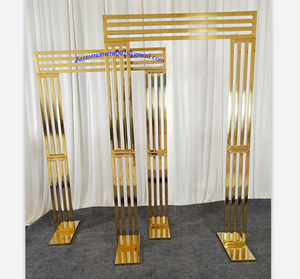 Décor <span class=keywords><strong>arche</strong></span> de mariage en or brillant, arc <span class=keywords><strong>Rectangle</strong></span> en acier inoxydable, toile de fond brillante, décoration de mariage - Product Image 1