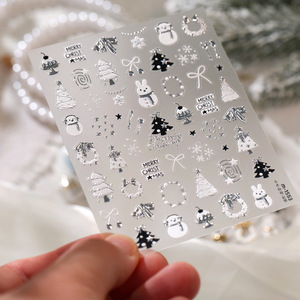 Autocollants pour ongles de Noël, couleur or, arbre, bonhomme de neige, couronne, nœud, autocollants adhésifs pour ongles, décorations pour ongles de Noël, vente en gros - Product Image 5