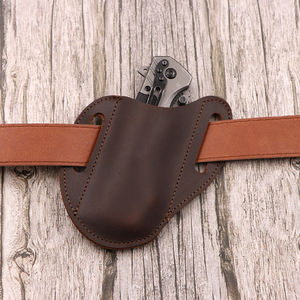 غمد سكين جلدي قابل للطي محمول بحزام سكين بحلقة حافظة للخصر سكين محفظة جراب EDC - Product Image 3