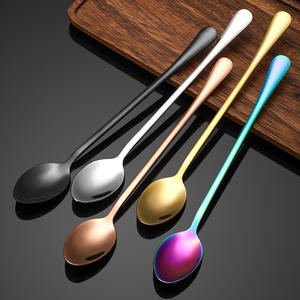 Cuchara para hielo de acero inoxidable 304, cuchara iridiscente extendida con revestimiento de titanio para café, té, miel, postre, agitación, reutilizable, moderna - Product Image 4