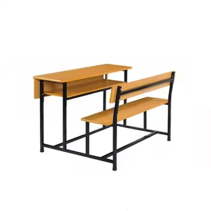 Conjunto de Silla y Escritorio Escolar Doble de Diseño Moderno y Simple, Muebles para Aula Hechos de MDF y Acero, 750 mm de Altura, 3 Años de Garantía, Uso Comercial - Product Image 4
