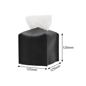 Boîte à mouchoirs carrée décorative en cuir PU Boshho – Distributeur moderne de mouchoirs en cuir pour salle d'hôtes - Product Image 2