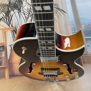 Guitare électrique Sunburst L5, corps en acajou, semi-creuse, finition polie brillante, accastillage chromé, livraison gratuite - Product Image 4