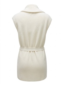Ribbed Woolen <b>Knitted</b> Lounge Cover-Up Belted <b>Waistcoat</b> Cardigan Bathrobe Women Home Wear - Product Image 3