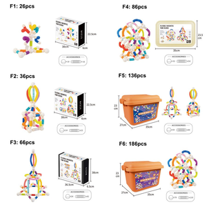 Jouets éducatifs magnétiques en plastique multicolores DIY Montessori, bâtonnets, billes, blocs, ensemble de construction de modèles, enfants de 5 à 7 ans, aimants - Product Image 4