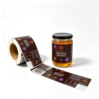 Étiquettes personnalisées imprimées en vinyle pour pots de miel de Manuka, estampage or/argent, autocollant adhésif imperméable de qualité alimentaire, emballage de marque privée