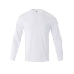 T-shirt manches longues à séchage rapide en polyester 100% léger de style unisexe, col rond, accepte les T-shirts imprimés par sublimation
