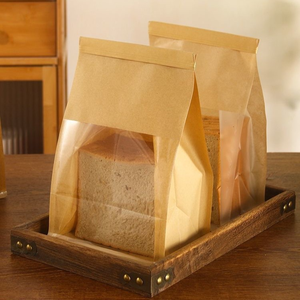 Sac à pain en <span class=keywords><strong>papier</strong></span> kraft biodégradable personnalisé fenêtre fond plat <span class=keywords><strong>pochette</strong></span> debout cravate en étain emballage de pain grillé de qualité alimentaire résistant à l'huile - Product Image 6