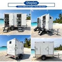 Remorque de toilettes portables de luxe à 2 postes, design épuré, avec toilettes en céramique et lavabo, pour événements extérieurs, construction et mariages