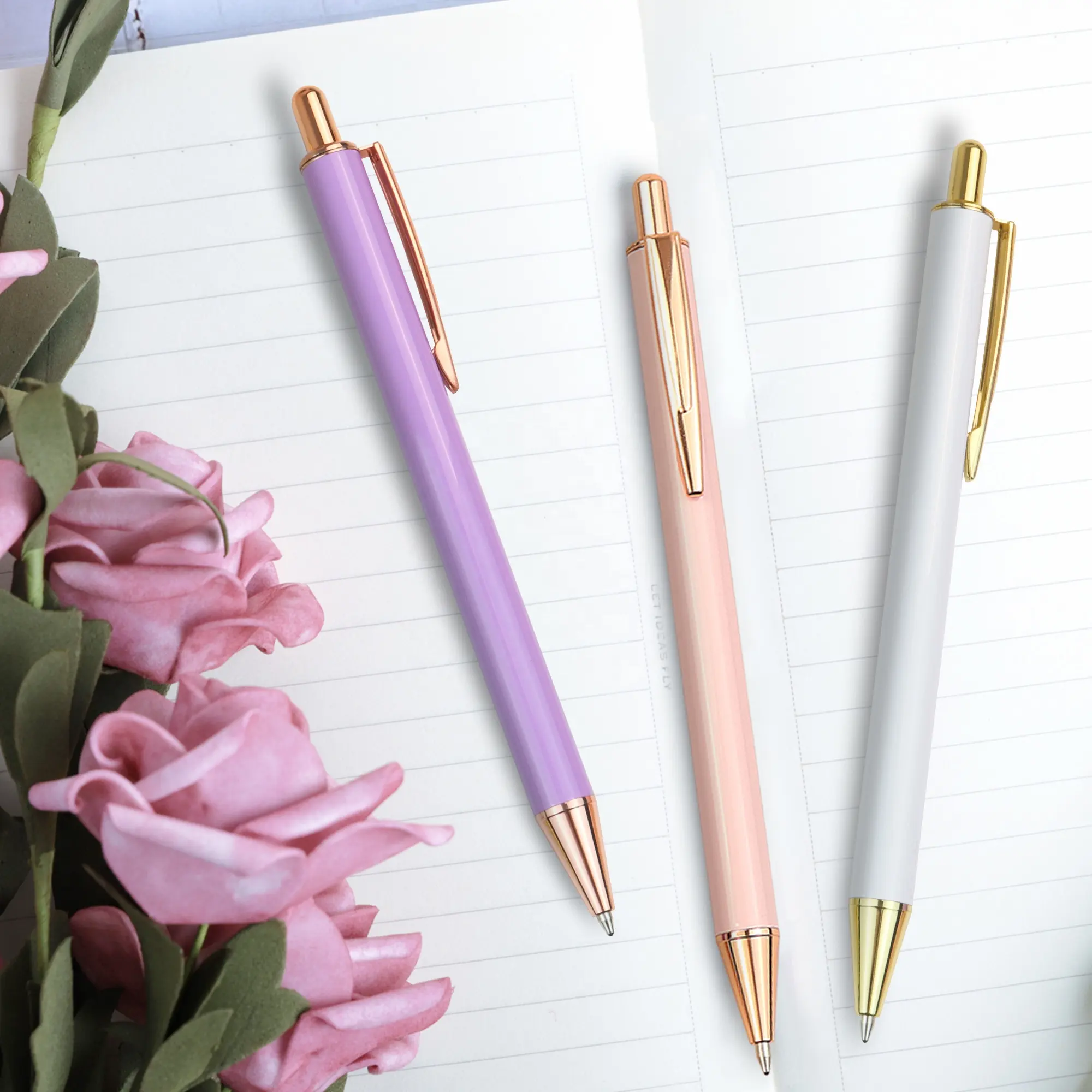 custom logo metal ballpoint pens with gift box luxury inspirational pen set for women gift