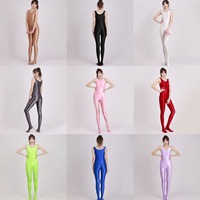 Vente en gros de combinaisons sexy pour femmes, brillantes et élastiques, en satin transparent, couleur bonbon, pour le yoga, la danse et les activités quotidiennes