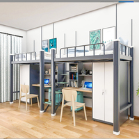 Lit superposé double moderne et personnalisable pour étudiants avec cadre en bois et métal pour la maison, l'appartement, la chambre, l'école, le dortoir, l'hôtel