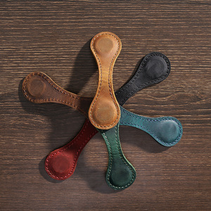 पागल हार्स असली लेदर बुकमार्क हस्तनिर्मित दो पक्षों चुंबकीय पुस्तक के निशान - Product Image 3