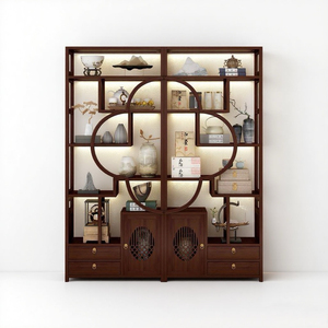 Vetrina Cinese Antica, Mobile da Esposizione Spesso per Parete di Fondo Sala da Tè, Mobile Bar e Divisorio Espositore Multiuso - Product Image 5