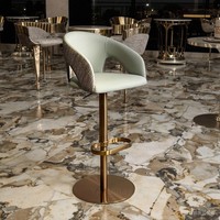 Tabourets de bar et chaises de bar de luxe léger, modernes, personnalisables, confortables, en acier inoxydable Elsa, pivotants, réglables en hauteur, avec dossier, pour îlot de cuisine, mobilier de maison