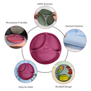 Plato de Silicona para Bebé con Succión, Certificado por BSCI, Personalizable al por Mayor, Libre de BPA, Sin Olor y Fácil de Limpiar - Product Image 1