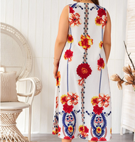 Robe à fleurs clés pour femmes, ample, sans manches, avec des franges, décoration, africain, grande taille, été, tendance 2020