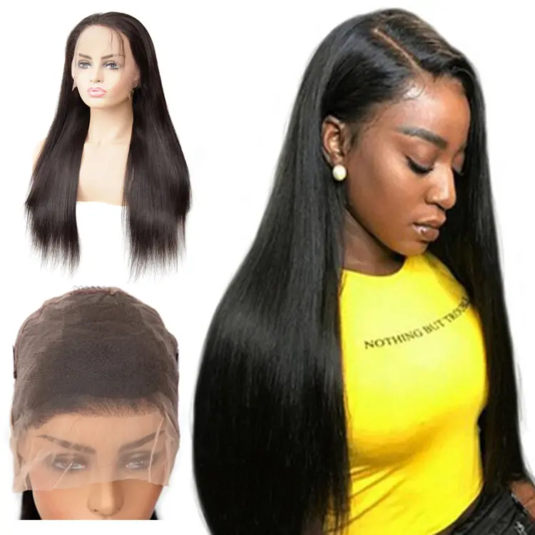 100 Menselijk Haar Kant Voor Pruik, Remy Virgin Full Lace Pruiken Menselijk Haar, rechte Lichaam Weave Human Hair Pruiken Voor Zwarte Vrouwen