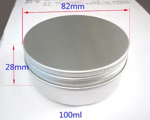 100ml Exquisite Aluminum Tin Containers High Quality Aluminum Cosmetic Packing Silvery Metal Candle Jars Tins With Lid