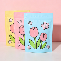 Sac d'emballage refermable coloré personnalisé avec imprimé floral mat, réutilisable, imperméable et anti-odeur