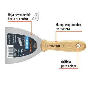 Espátula Flexible BOX 6 de 4' con Mango de Madera, TRUPER - Product Image 2